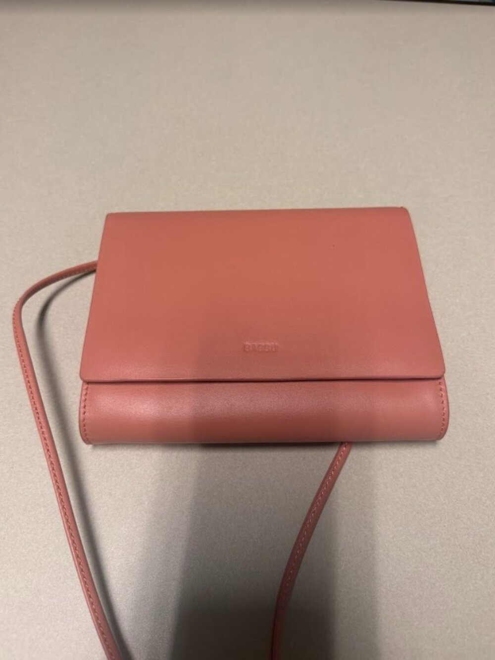 BAGGU Leather Compact Crossbody Purse in Terracotta